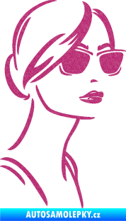 Samolepka Žena tvář 003 pravá s brýlemi Ultra Metalic růžová