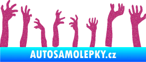Samolepka Zombie 002 levá mrtví vylézají z hrobu Ultra Metalic růžová