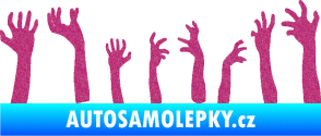Samolepka Zombie 002 pravá mrtví vylézají z hrobu Ultra Metalic růžová