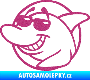 Samolepka Žralok 018 levá cool s brýlemi Ultra Metalic růžová