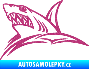 Samolepka Žralok 020 levá v moři Ultra Metalic růžová