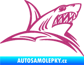 Samolepka Žralok 020 pravá v moři Ultra Metalic růžová