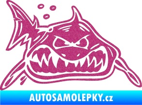 Samolepka Žralok pravá Ultra Metalic růžová