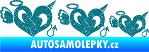 Samolepka Angel devil family 002 rodinka v autě Ultra Metalic tyrkysová