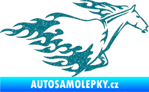 Samolepka Animal flames 003 pravá kůň Ultra Metalic tyrkysová