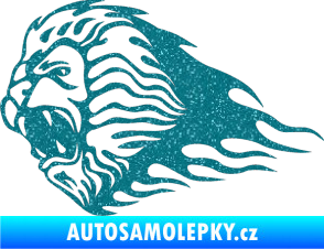 Samolepka Animal flames 014 levá lev Ultra Metalic tyrkysová