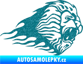 Samolepka Animal flames 014 pravá lev Ultra Metalic tyrkysová