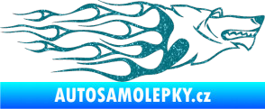 Samolepka Animal flames 017 pravá vlk Ultra Metalic tyrkysová