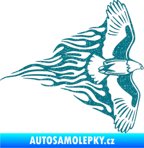 Samolepka Animal flames 019 pravá letící orel Ultra Metalic tyrkysová