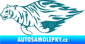 Samolepka Animal flames 021 levá tygr Ultra Metalic tyrkysová