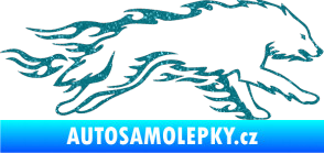 Samolepka Animal flames 032 pravá vlk Ultra Metalic tyrkysová
