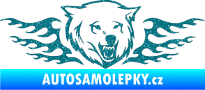 Samolepka Animal flames 034 pravá  vlk Ultra Metalic tyrkysová