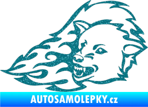 Samolepka Animal flames 036 levá vlk Ultra Metalic tyrkysová