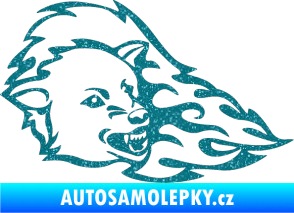 Samolepka Animal flames 036 pravá vlk Ultra Metalic tyrkysová