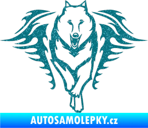 Samolepka Animal flames 039 pravá  vlk Ultra Metalic tyrkysová
