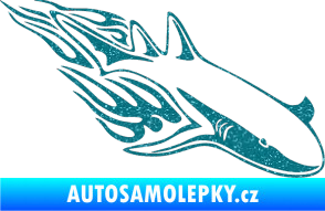 Samolepka Animal flames 048 pravá žralok Ultra Metalic tyrkysová