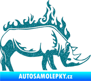 Samolepka Animal flames 049 pravá nosorožec Ultra Metalic tyrkysová