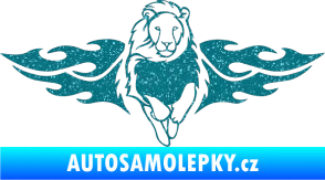 Samolepka Animal flames 051 pravá lev Ultra Metalic tyrkysová