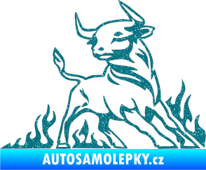 Samolepka Animal flames 062 pravá býk Ultra Metalic tyrkysová