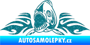 Samolepka Animal flames 063 levá  piraňa Ultra Metalic tyrkysová