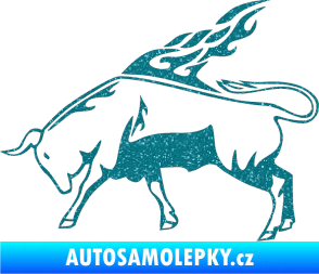 Samolepka Animal flames 067 levá býk Ultra Metalic tyrkysová