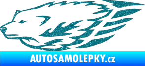 Samolepka Animal flames 078 levá  vlk Ultra Metalic tyrkysová