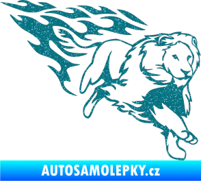 Samolepka Animal flames 087 pravá lev Ultra Metalic tyrkysová