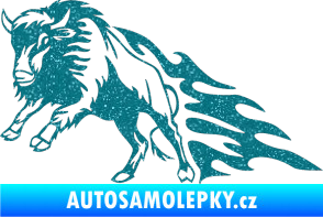 Samolepka Animal flames 089 levá býk Ultra Metalic tyrkysová