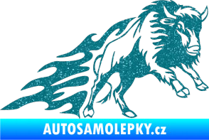 Samolepka Animal flames 089 pravá býk Ultra Metalic tyrkysová