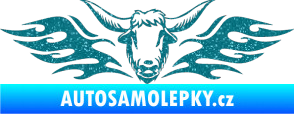Samolepka Animal flames 098 levá býk Ultra Metalic tyrkysová