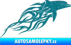 Samolepka Animal flames 102 pravá delfín Ultra Metalic tyrkysová