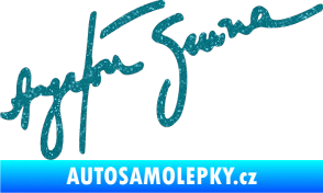 Samolepka Podpis Ayrton Senna Ultra Metalic tyrkysová