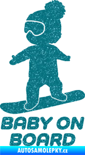 Samolepka Baby on board 009 levá snowboard Ultra Metalic tyrkysová