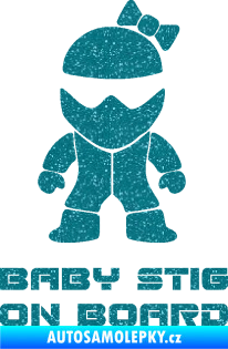 Samolepka Baby stig on board girl Ultra Metalic tyrkysová