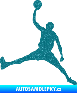 Samolepka Basketbal 016 levá Ultra Metalic tyrkysová