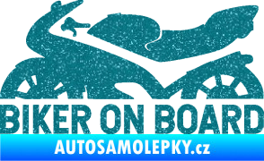 Samolepka Biker on board levá motorka Ultra Metalic tyrkysová
