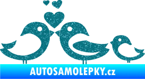 Samolepka Bird family 001 rodina v autě Ultra Metalic tyrkysová