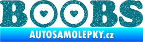 Samolepka Boobs nápis se srdíčky Ultra Metalic tyrkysová