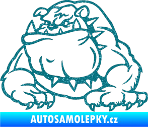 Samolepka Buldog 001 levá pes Ultra Metalic tyrkysová