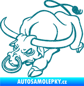 Samolepka Býk 014 levá rozzuřený Ultra Metalic tyrkysová