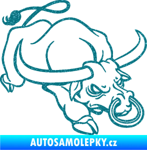 Samolepka Býk 014 pravá rozzuřený Ultra Metalic tyrkysová