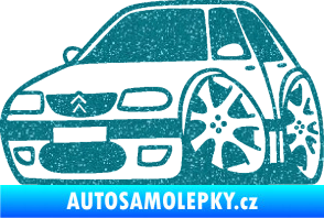 Samolepka Citroen saxo karikatura levá Ultra Metalic tyrkysová