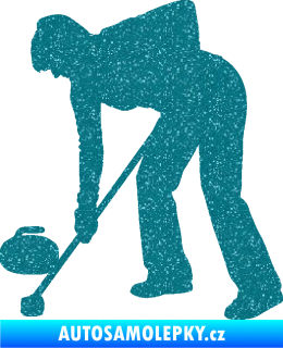 Samolepka Curling 002 levá Ultra Metalic tyrkysová
