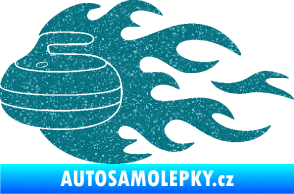 Samolepka Curling 005 levá kámen Ultra Metalic tyrkysová