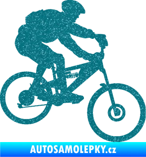 Samolepka Cyklista 009 pravá horské kolo Ultra Metalic tyrkysová