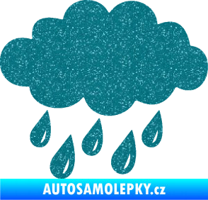 Samolepka Déšť 001 levá mrak a kapky Ultra Metalic tyrkysová
