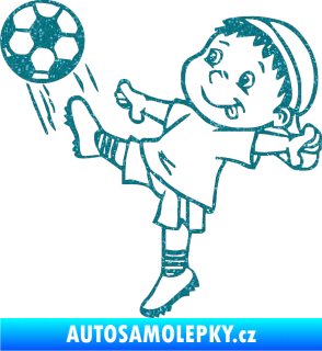 Samolepka Dítě v autě 022 levá fotbalista Ultra Metalic tyrkysová