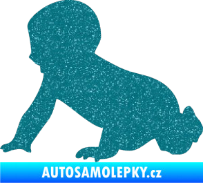 Samolepka Dítě v autě 025 levá miminko silueta Ultra Metalic tyrkysová