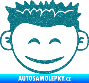 Samolepka Dítě v autě 048 levá kluk hlavička Ultra Metalic tyrkysová