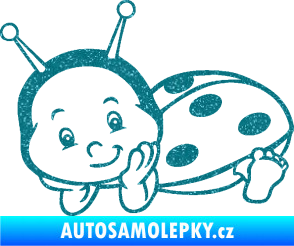Samolepka Dítě v autě 063 levá beruška Ultra Metalic tyrkysová